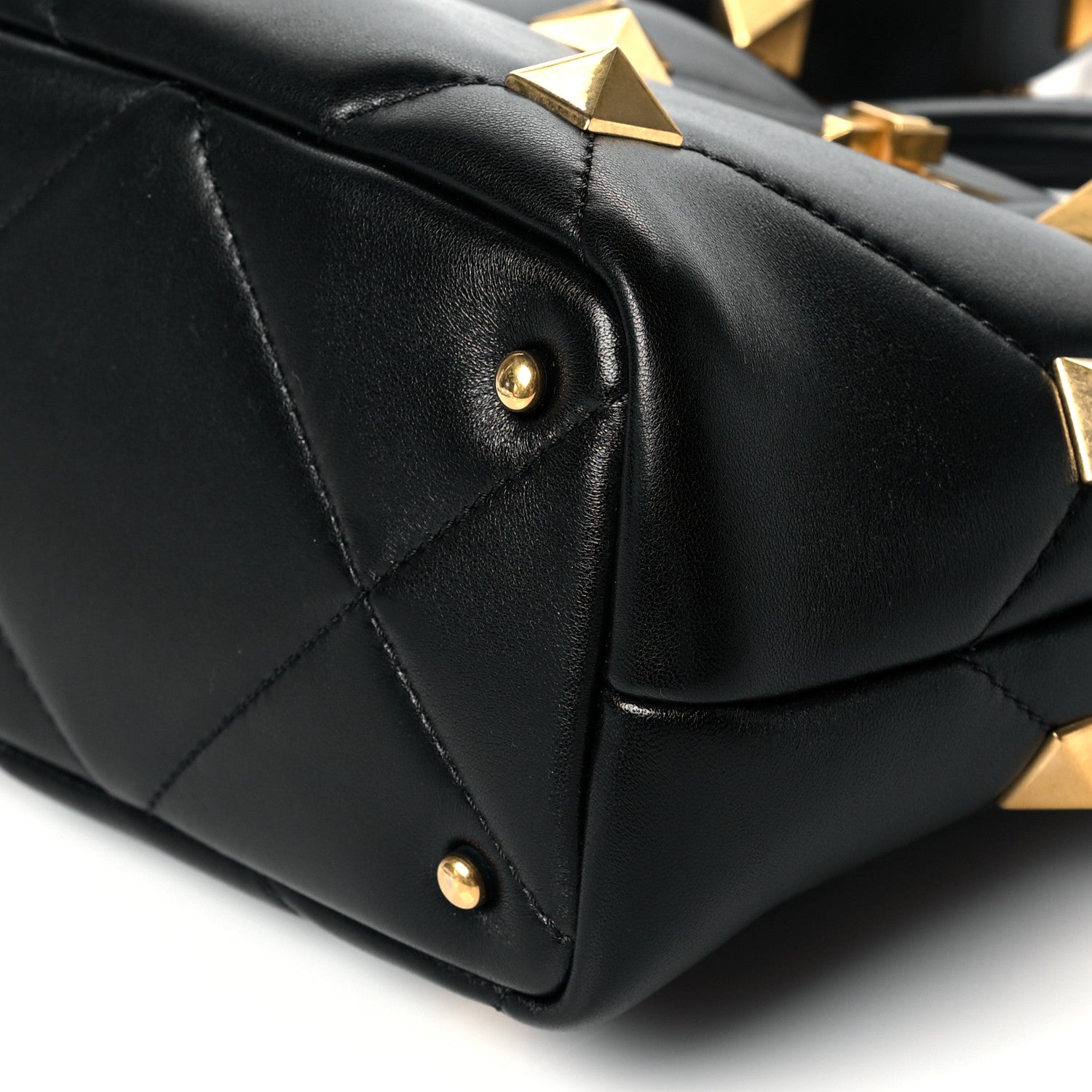 Valentino Garavani Nappa Small Roman Stud The Handle Bag Black 9 of 9