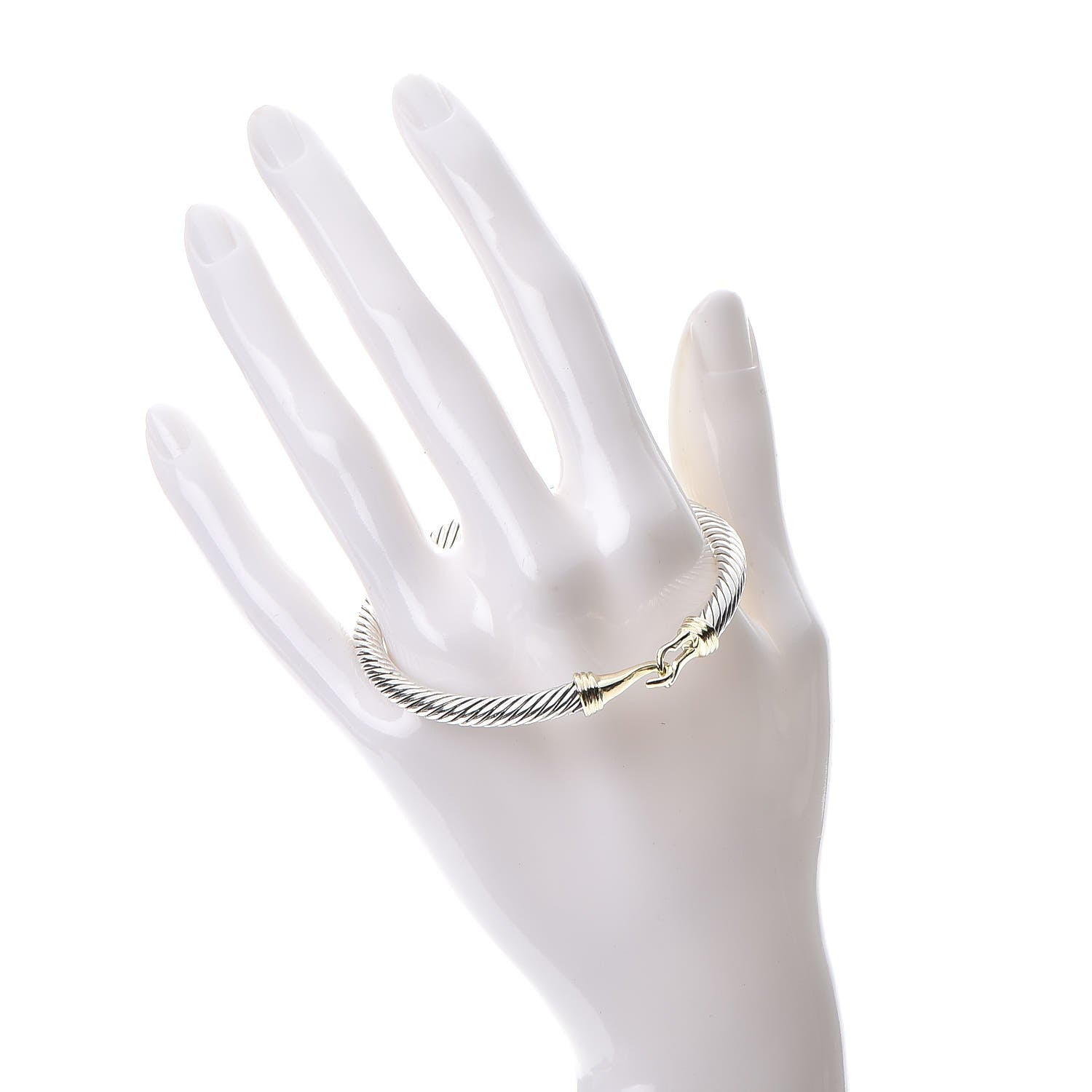 David Yurman Sterling Silver 14K Yellow Gold 5mm Cable Classic Buckle Bracelet 2 of 4