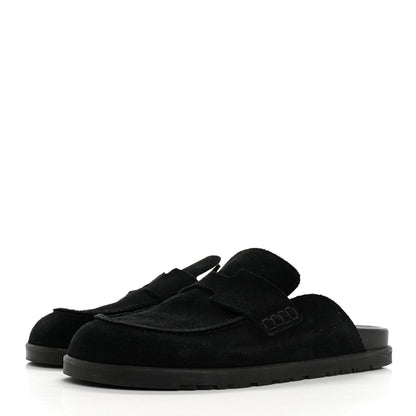 Hermes Suede Calfskin Go Mules 38.5 Black 4 of 10