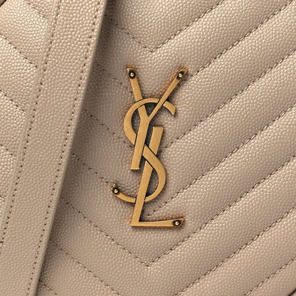 Saint Laurent Grain De Poudre Matelasse Chevron Quilted Round Vinyle Camera Bag Dark Beige 8 of 10