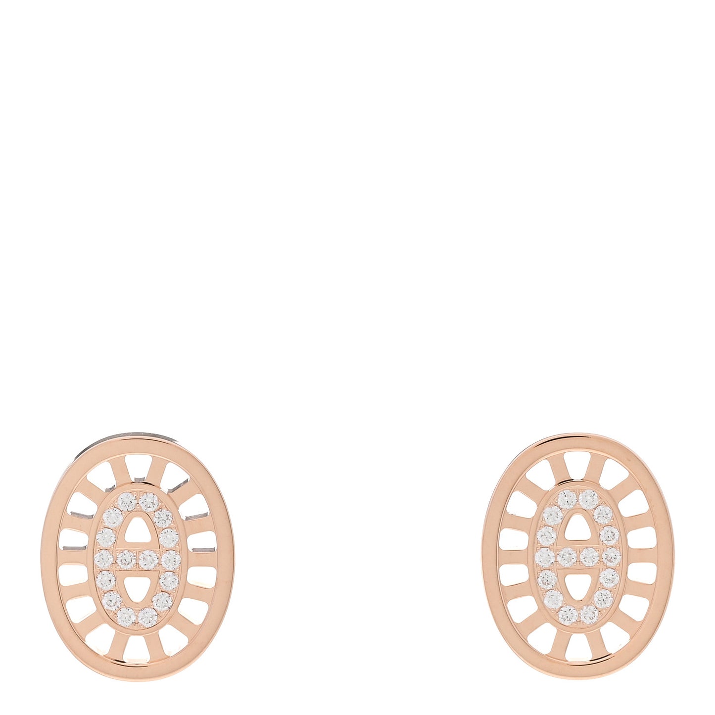 18K Rose Gold Diamond Chaine d'Ancre Divine Stud Earrings