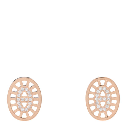 Hermes 18K Rose Gold Diamond Chaine d'Ancre Divine Stud Earrings 1 of 5
