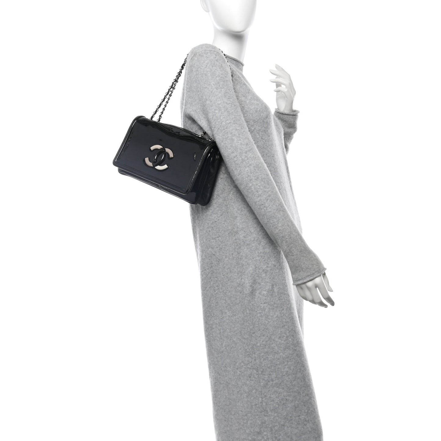 Vinyl Small Lipstick Flap Bag Black