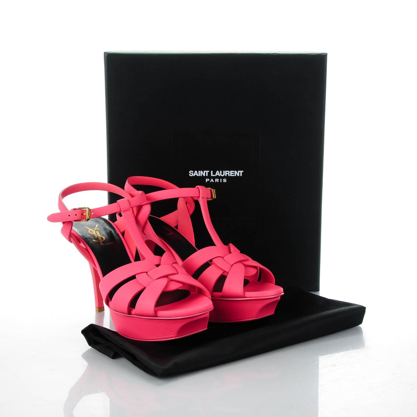 Grained Calfskin Tribute 75 Platform Sandals 38 Rose Clair
