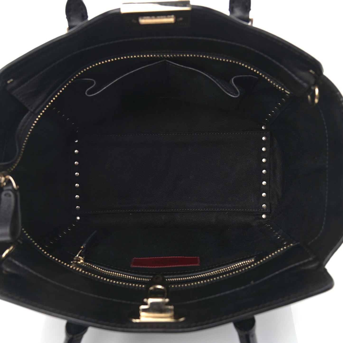 Vitello Rockstud Double Handle Tote Black