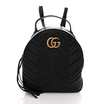 Gucci Calfskin Matelasse GG Marmont Dome Backpack Black 1 of 11