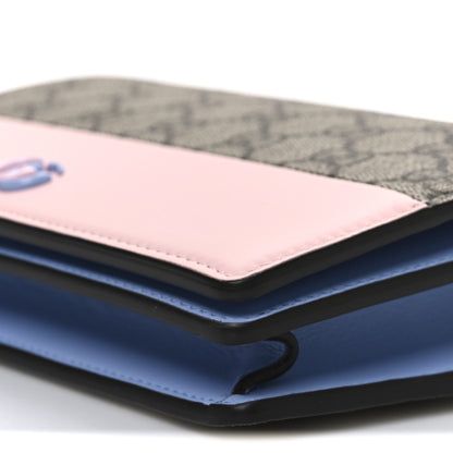 Gucci GG Supreme Monogram Textured Dollar Calfskin Mini GG Marmont Chain Wallet Light Pink Blue Beige 9 of 9