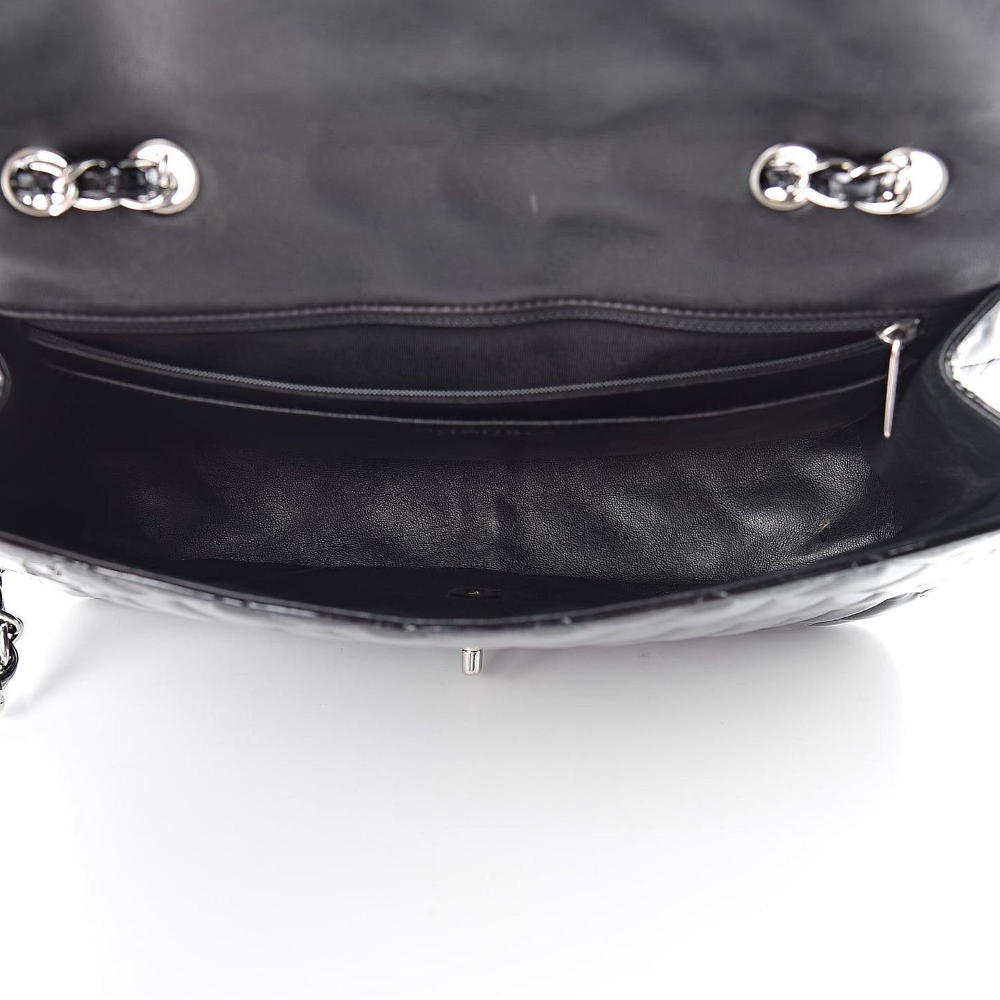 Patent Quilted Jumbo Single Flap Black