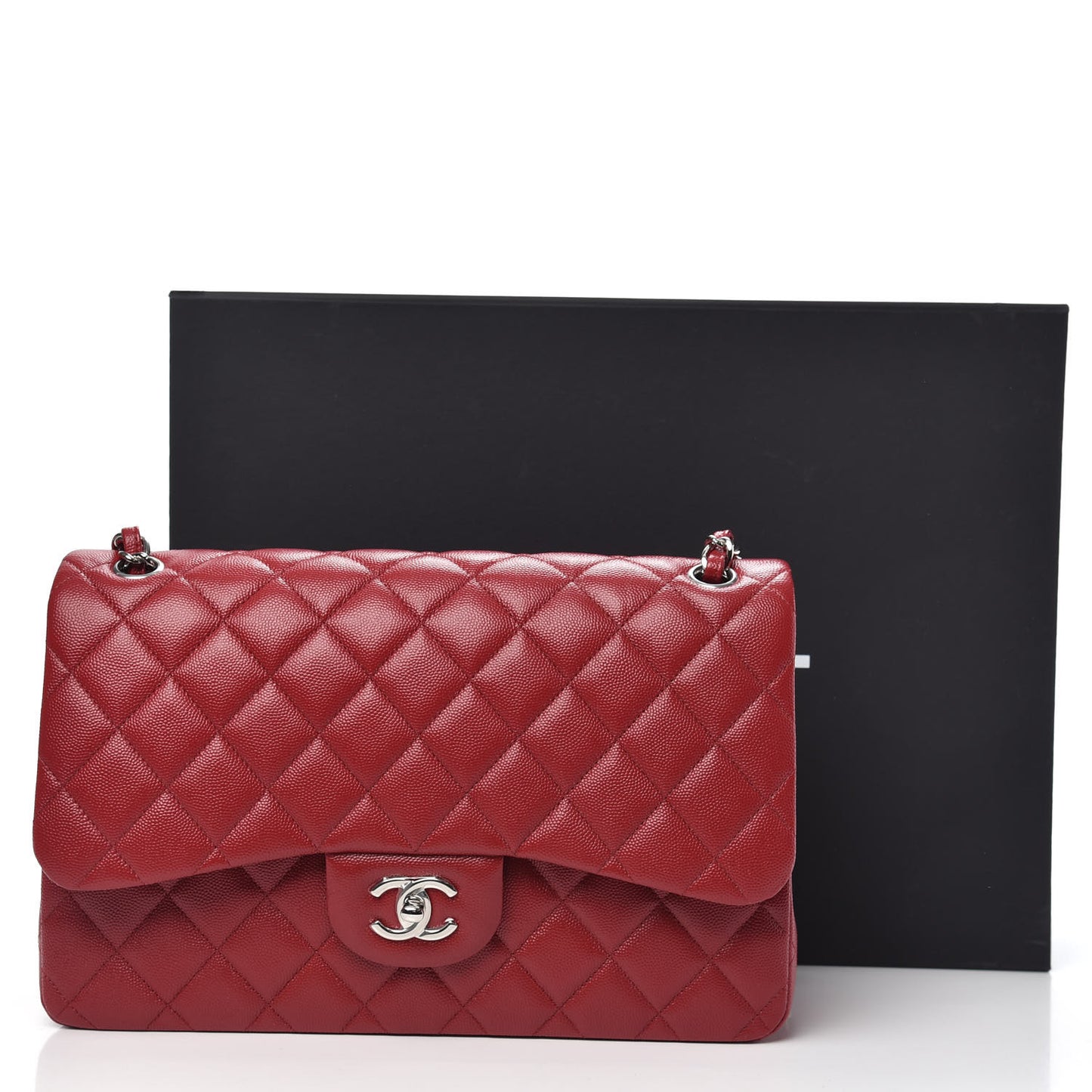 Caviar Quilted Jumbo Double Flap Red