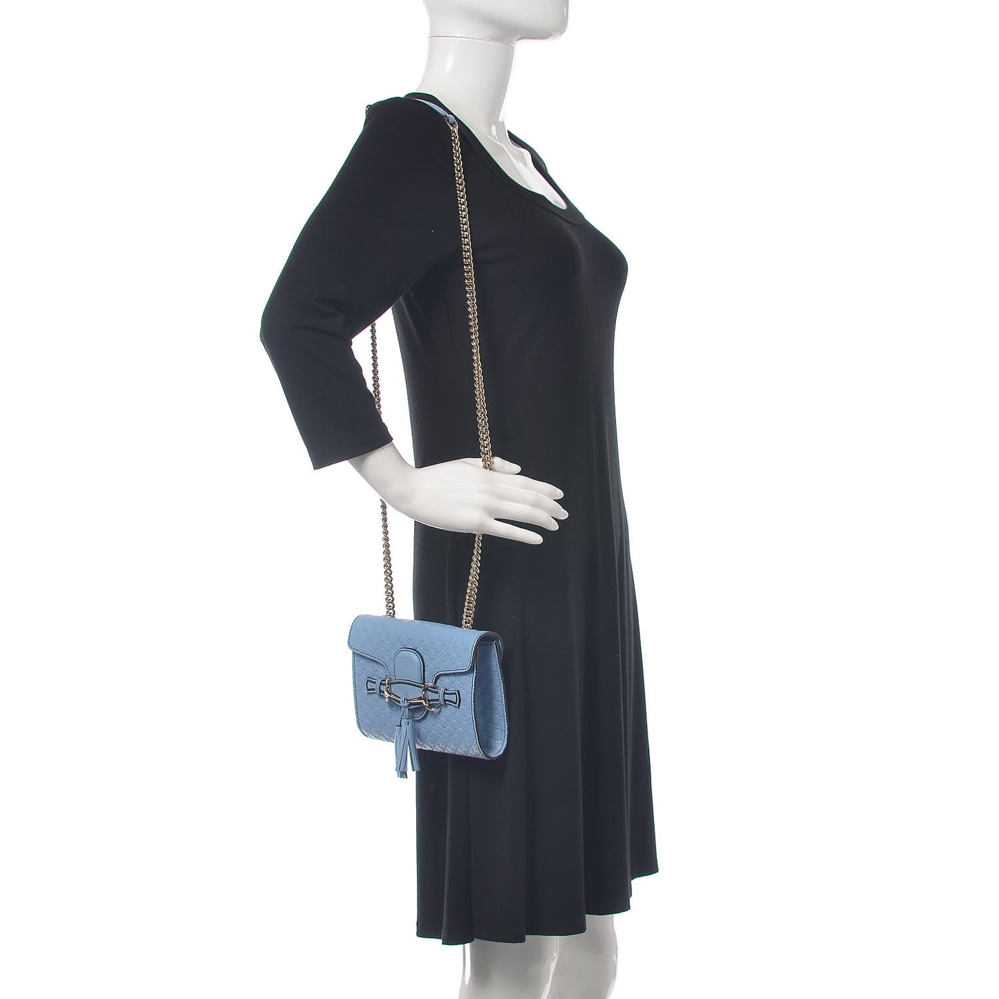 Soft Microguccissima Mini Emily Chain Shoulder Bag Mineral Blue