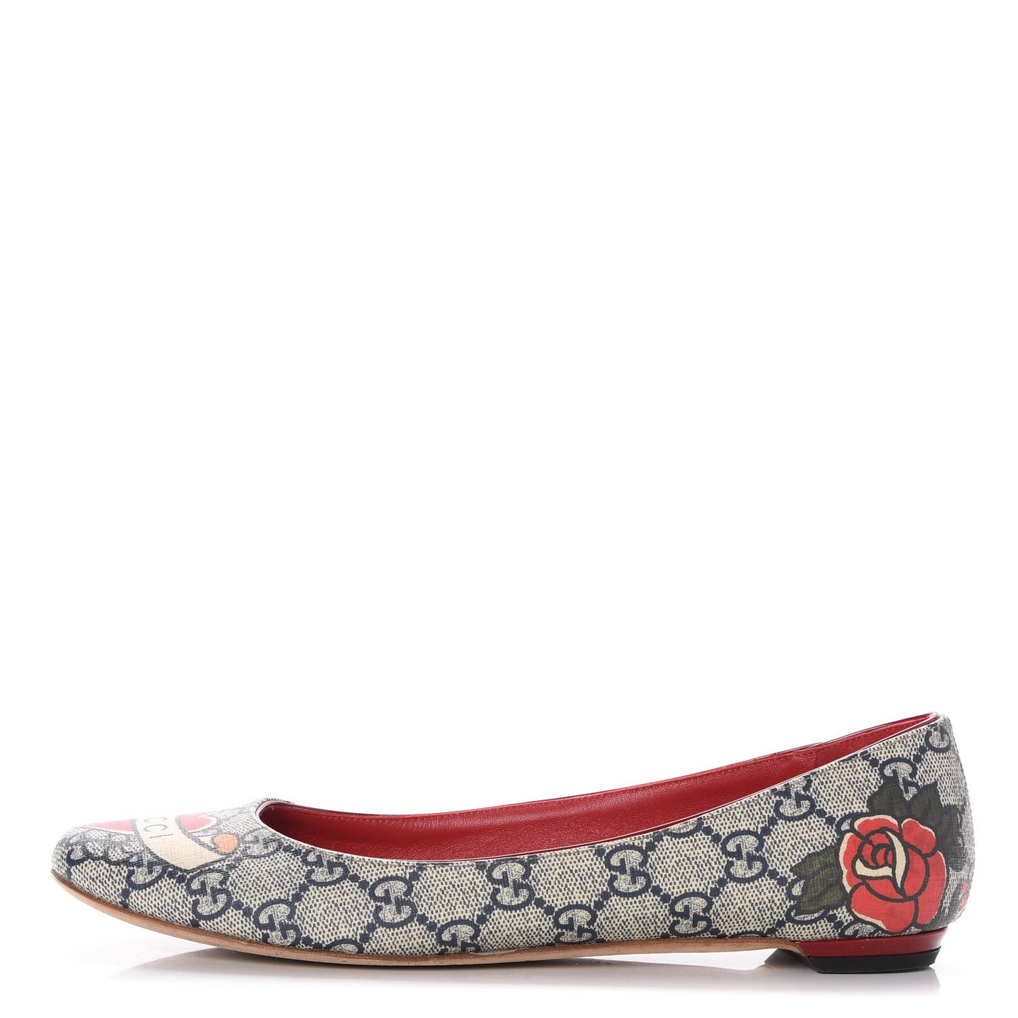 GG Supreme Monogram Heart Tattoo Ballet Flats 38