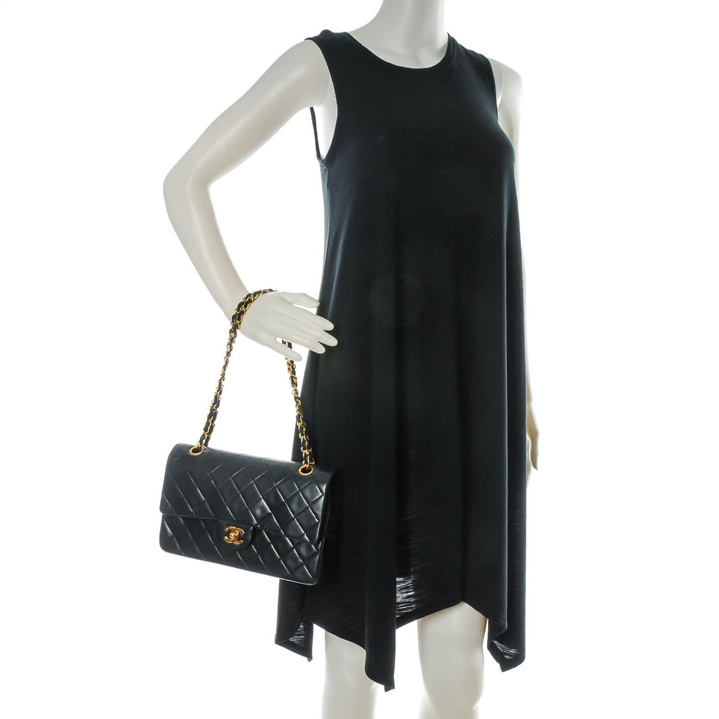 Lambskin Quilted Medium Double Flap Black