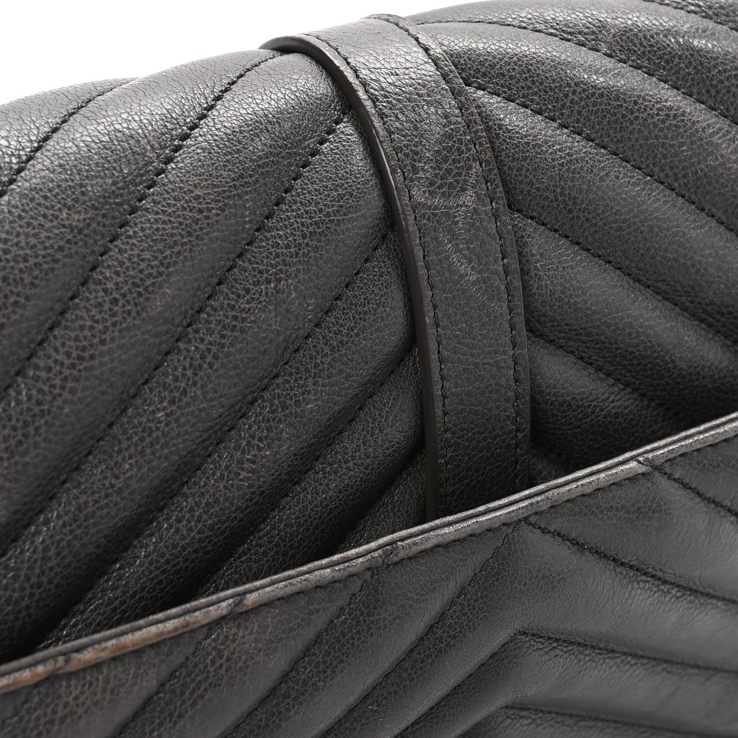 Saint Laurent Sheepskin Matelasse Chevron Monogram Large College Satchel Dark Anthracite 12 of 13