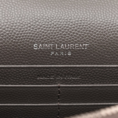 Saint Laurent Grain De Poudre Matelasse Chevron Monogram Envelope Chain Wallet Earth 6 of 10