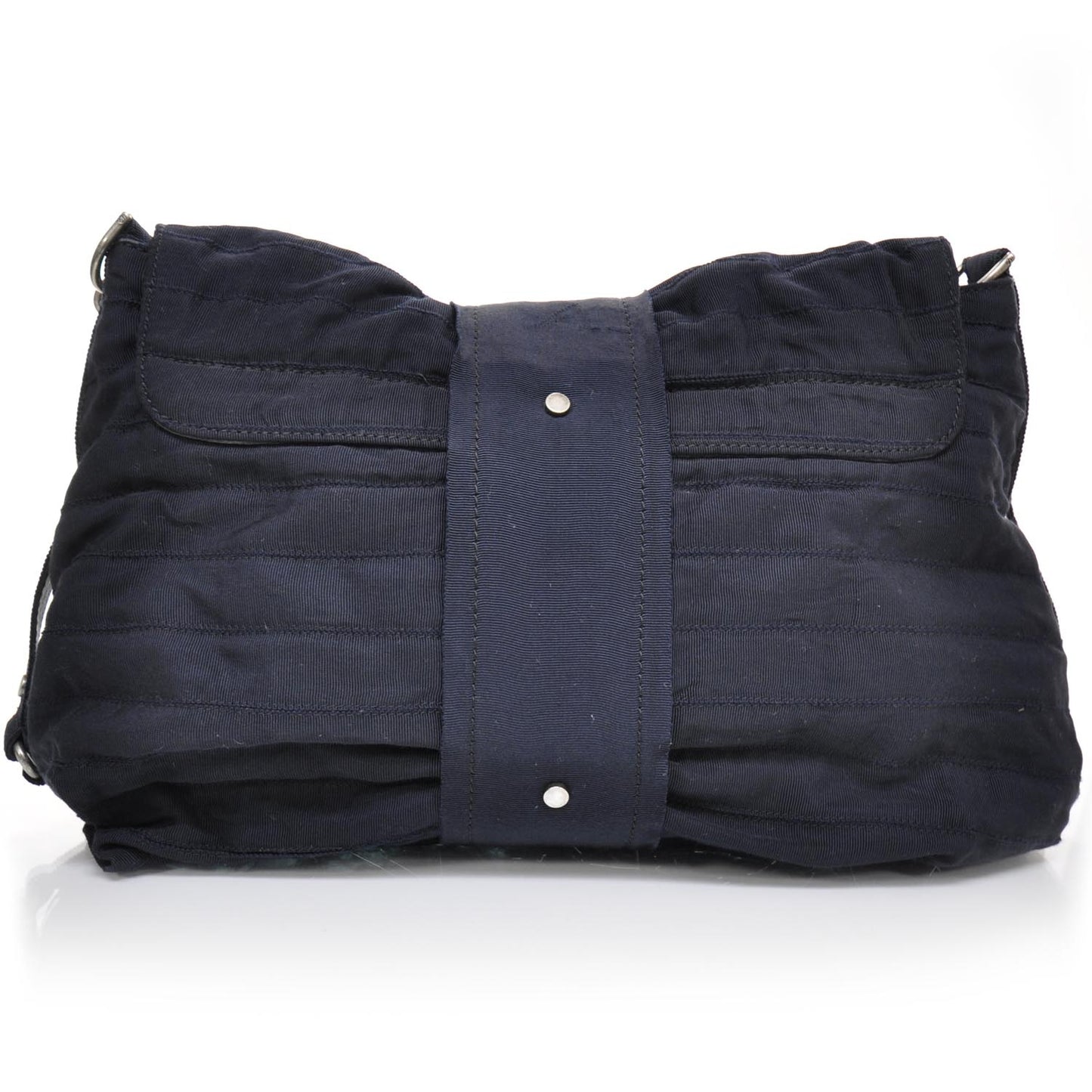 Pleated Canvas Happy Shoulder Bag Navy