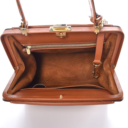 Delvaux Calfskin Canvas Top Handle Frame Bag Brown 6 of 8