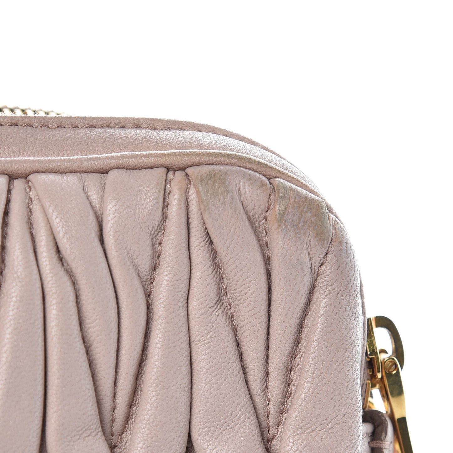 Nappa Matelasse Double Zip Chain Shoulder Bag Cammeo