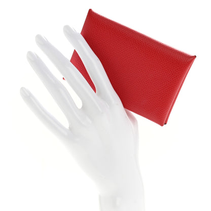 Hermes Epsom Calvi Card Case Rouge Casaque 2 of 8