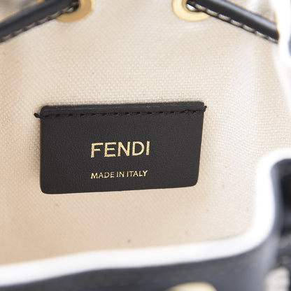 Fendi Canvas Vitello King F is Fendi FF Embroidered Mini Mon Tresor Bucket Bag Grezzo Black 5 of 13