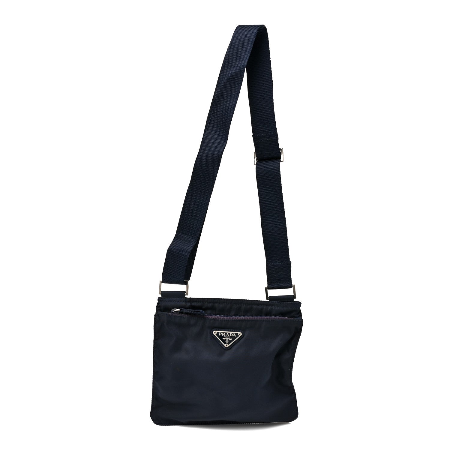 Prada Nylon Small Flat Messenger Bag Baltico 1 of 9