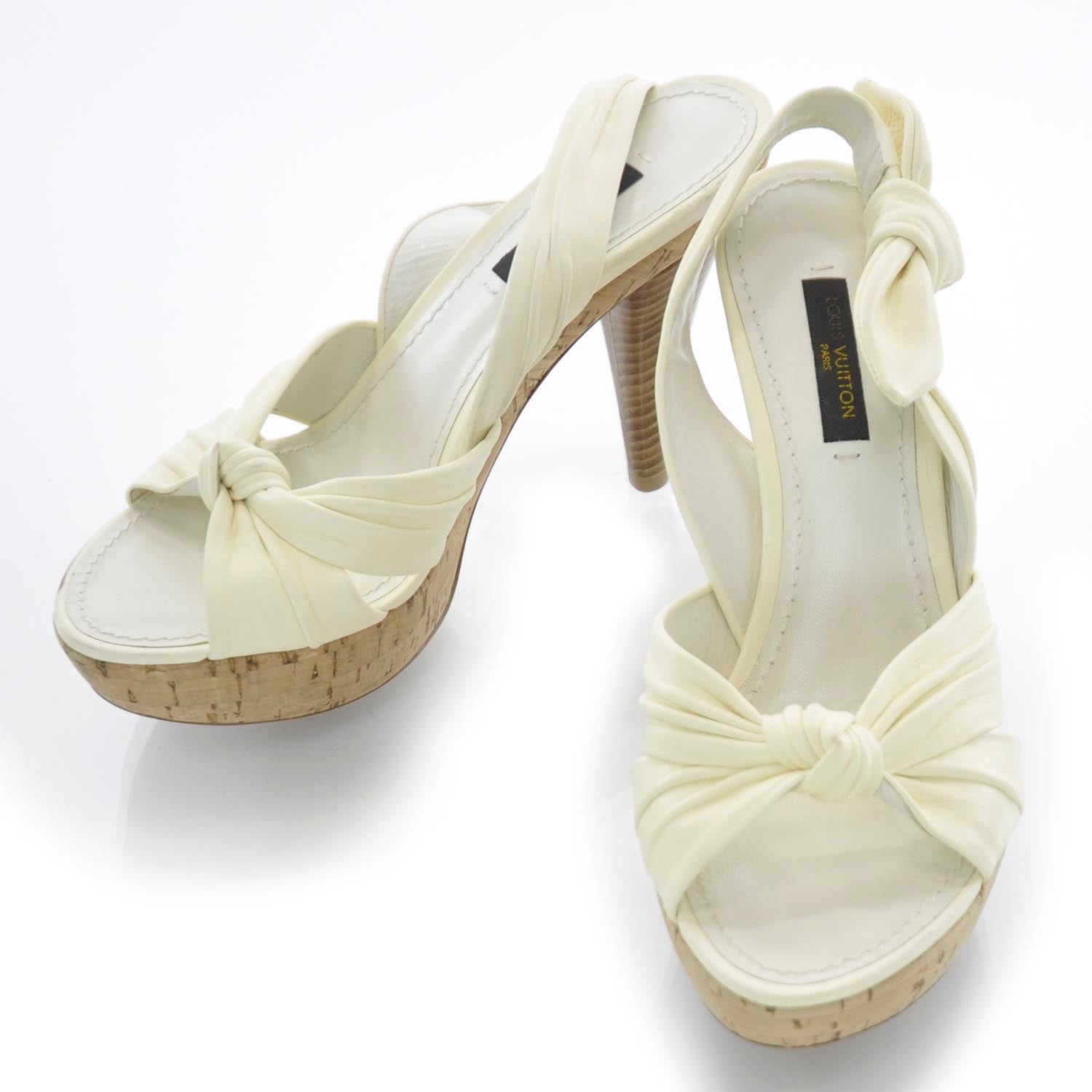 Louis Vuitton Leather Porto Cervo Slingback Heels White 36 1 of 7