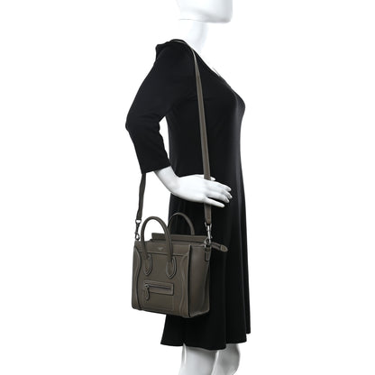 Celine Drummed Calfskin Nano Luggage Souris 2 of 9