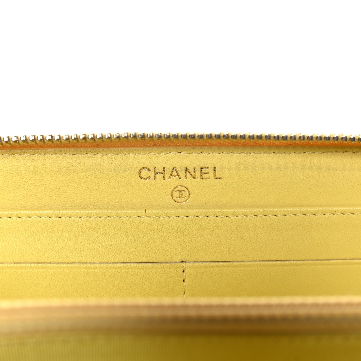 Lambskin Quilted Large Gusset Zip Around Wallet Yellow