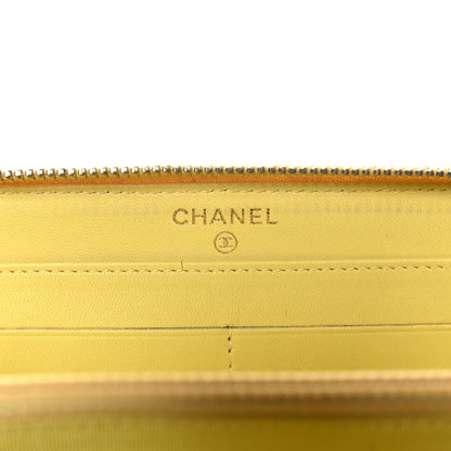 Chanel Lambskin Quilted Large Gusset Zip Around Wallet Yellow 6 of 12