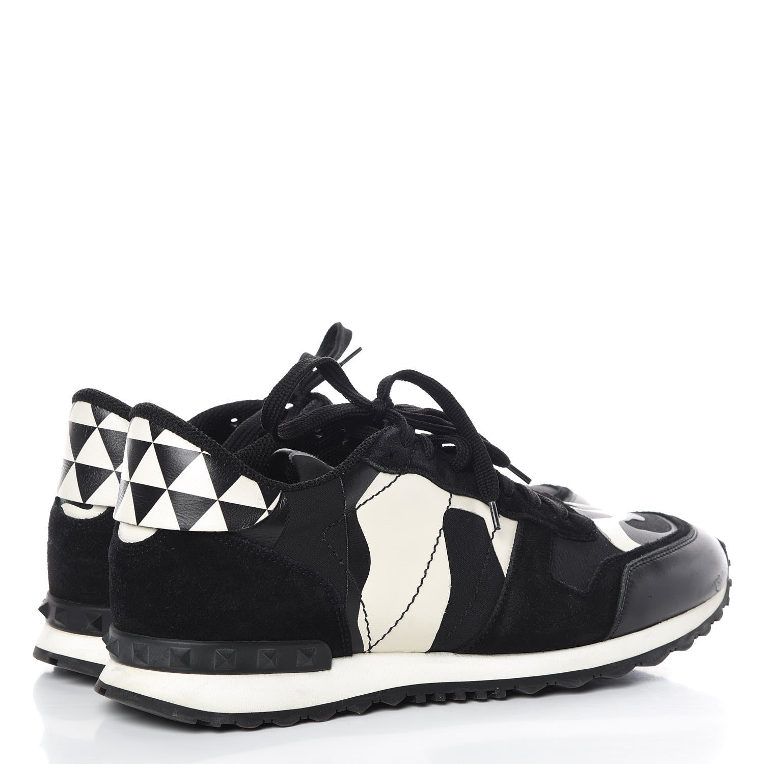 Valentino Garavani Nappa Suede Camouflage Mens Rockrunner Sneakers 44 Black White 4 of 18
