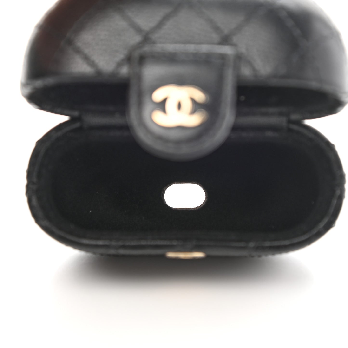 Lambskin Quilted Airpods Pro Case With Chain Black