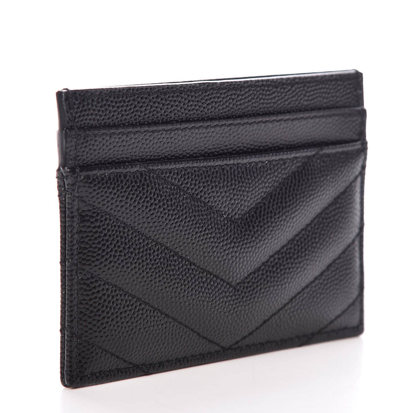 Grain De Poudre Matelasse Chevron Monogram Credit Card Case Black