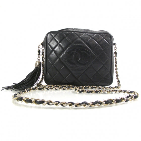 Chanel Lambskin Quilted Tassel Shoulder Bag Navy 1 of 11