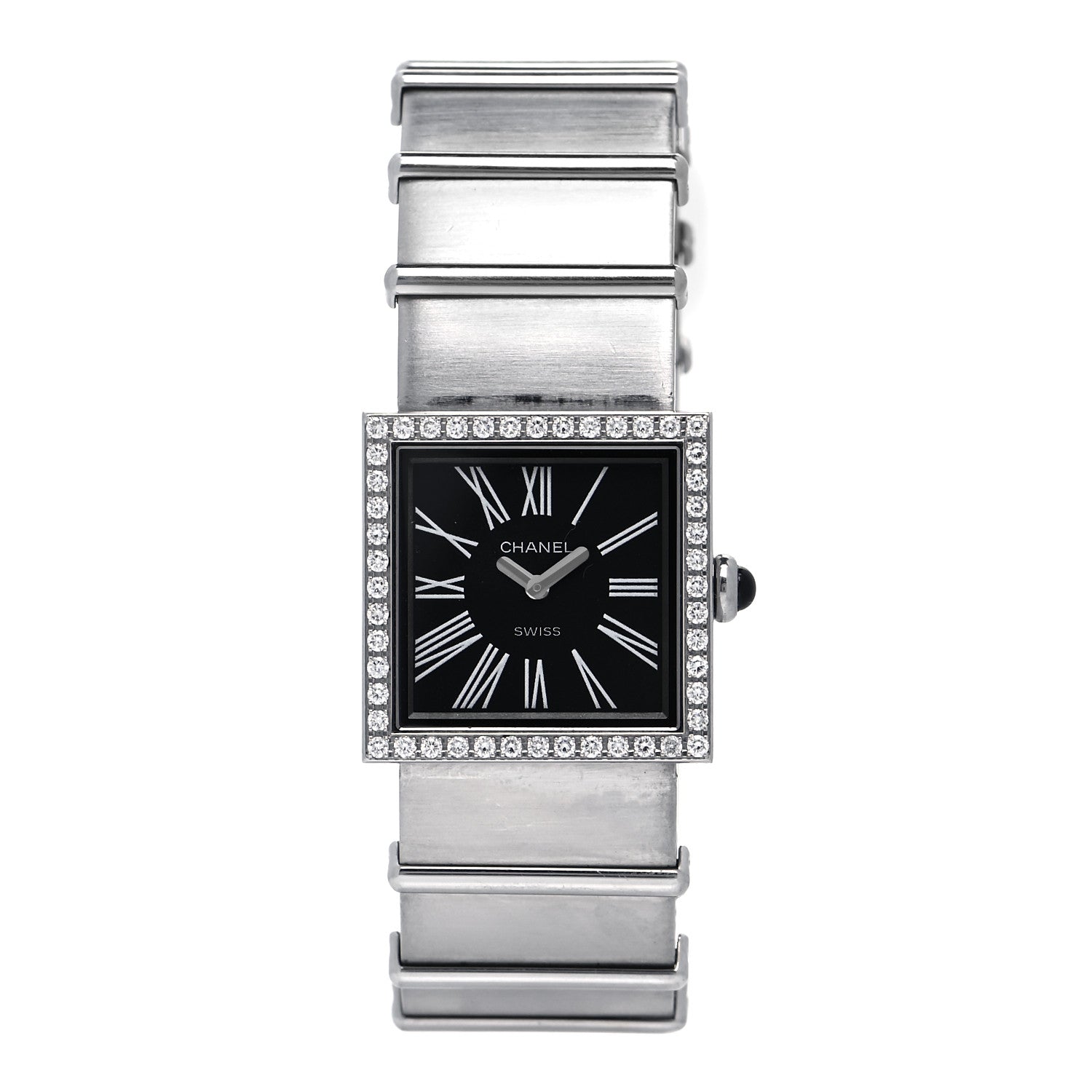 Chanel Stainless Steel Diamond 23mm Mademoiselle Quartz Watch Black 1 of 4