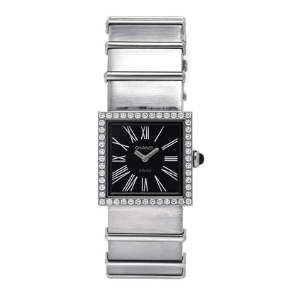 Chanel Stainless Steel Diamond 23mm Mademoiselle Quartz Watch Black 1 of 4