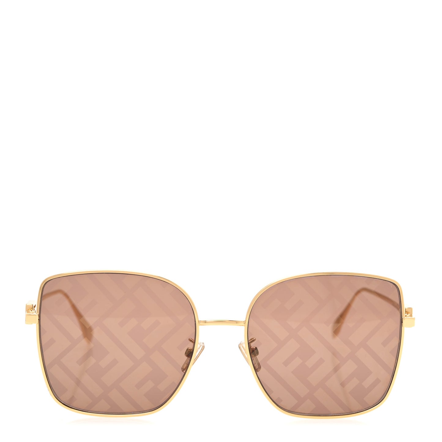 Metal Square Sunglasses FF40013U Gold Brown
