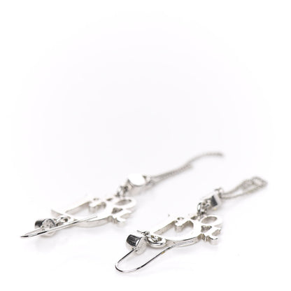 Christian Dior Crystal Signature Drop Earrings Silver 3 of 5
