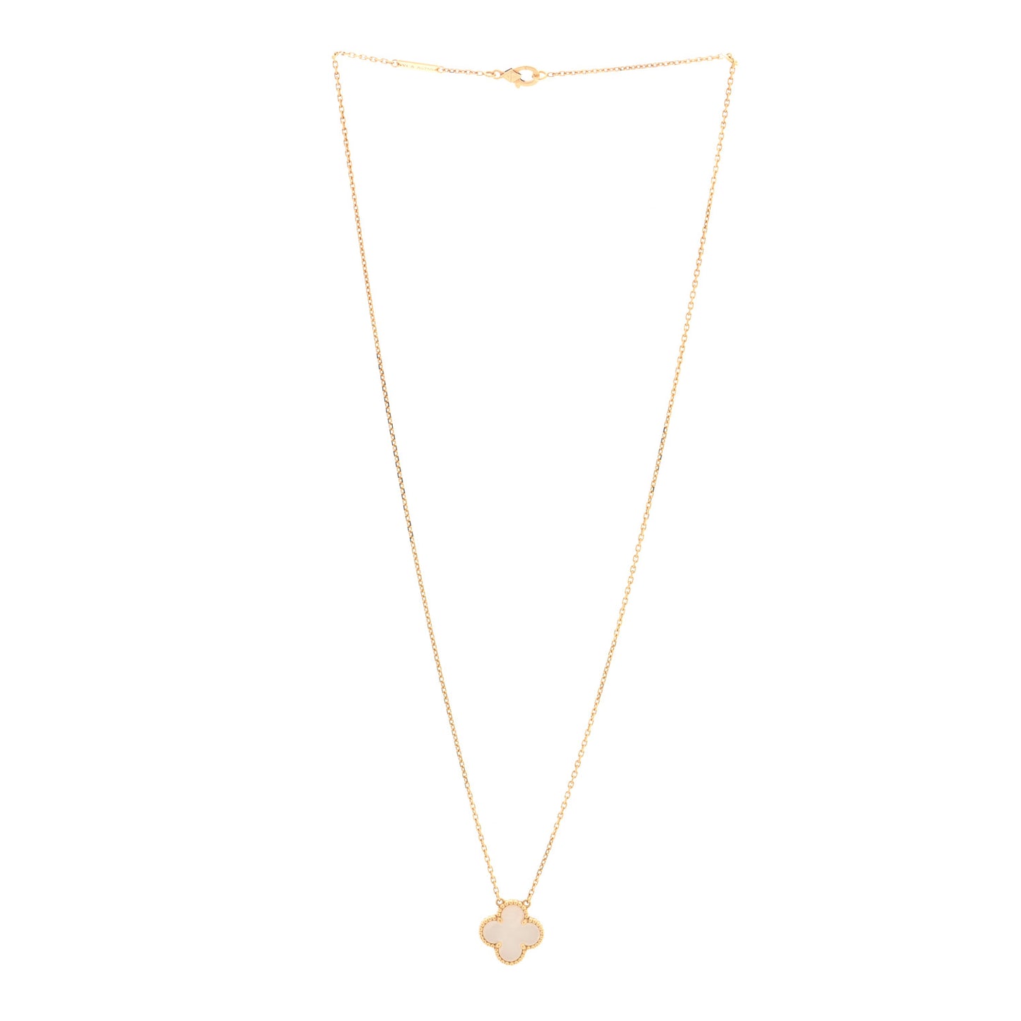 18K Yellow Gold Mother of Pearl Vintage Alhambra Pendant Necklace