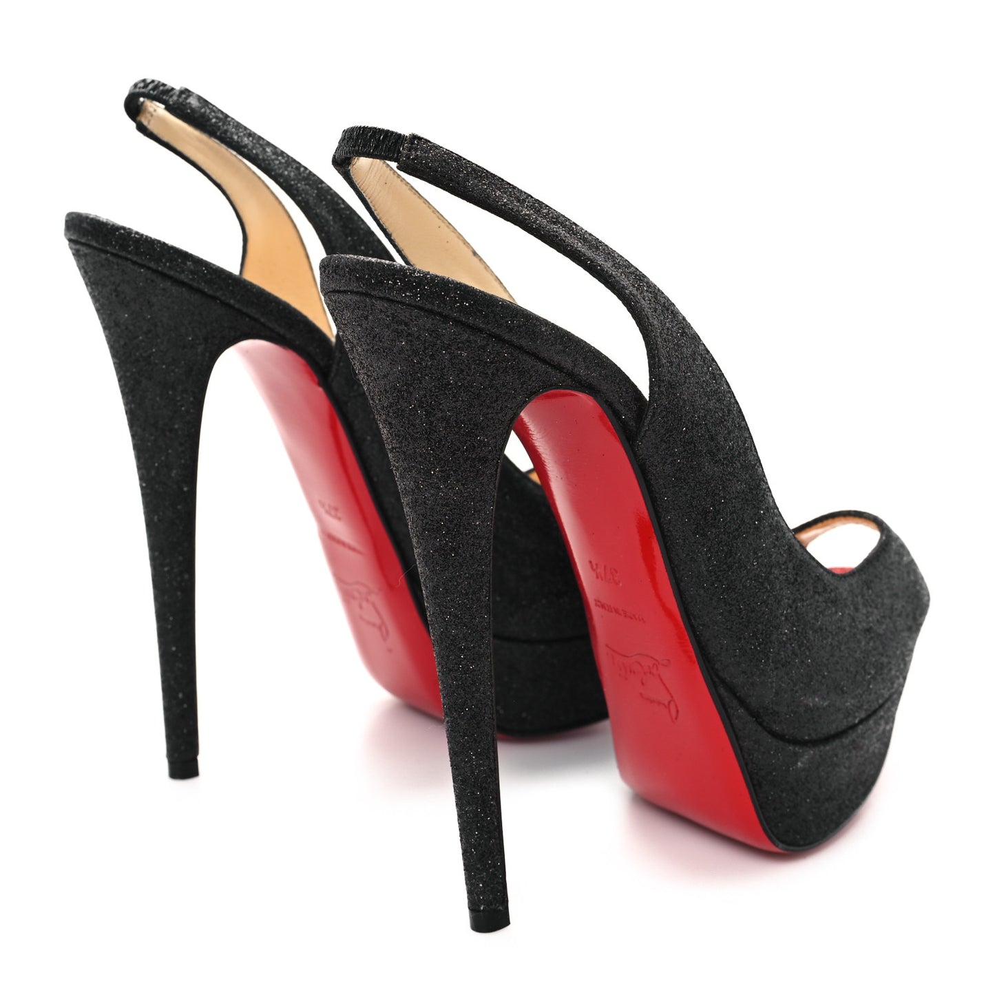 Glitter Lady Peep Sling 150 Pumps 37.5 Black Red