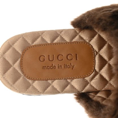 Gucci Calfskin Faux Fur Square G Mens Lawrence Slippers 9 Brown 7 of 8