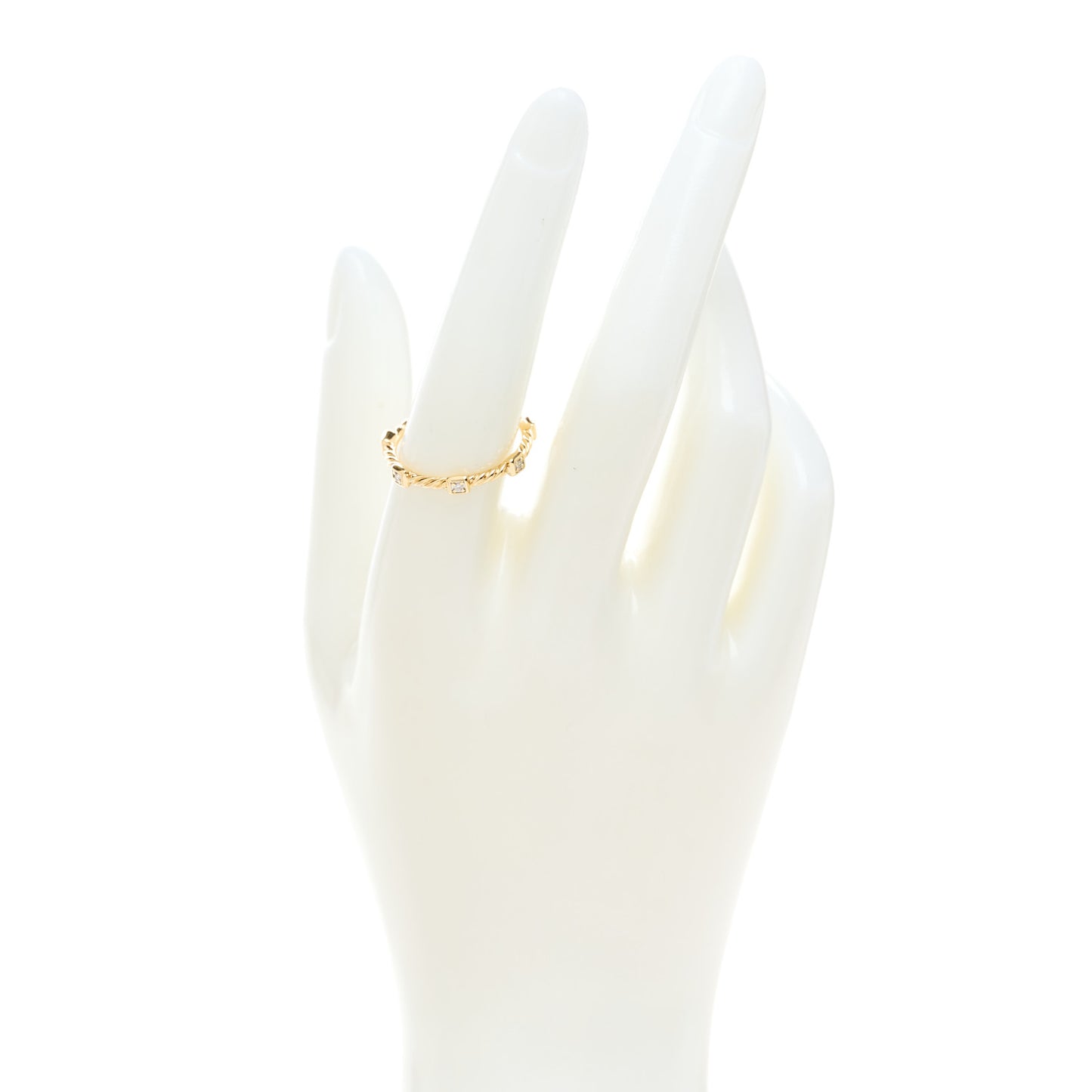 18K Yellow Gold Diamond Cable Collectibles Stack Ring 56 7.5