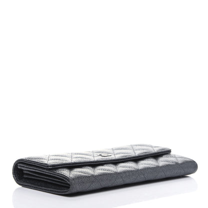 Chanel Metallic Caviar Quilted Large Flap Wallet Charcoal 4 of 18