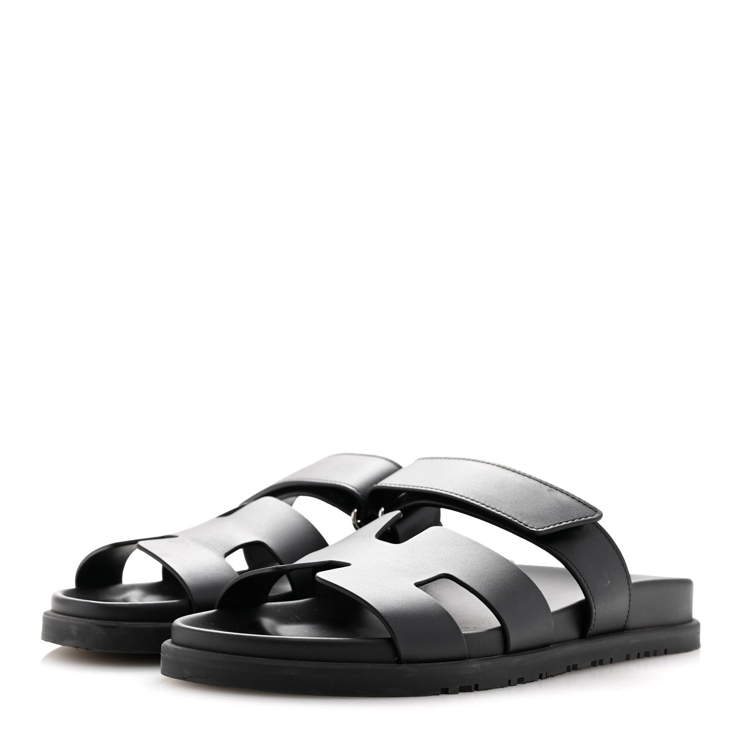 Hermes Calfskin Womens Chypre Sandals 38 Black 4 of 12