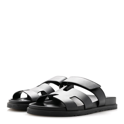 Hermes Calfskin Womens Chypre Sandals 38 Black 4 of 12