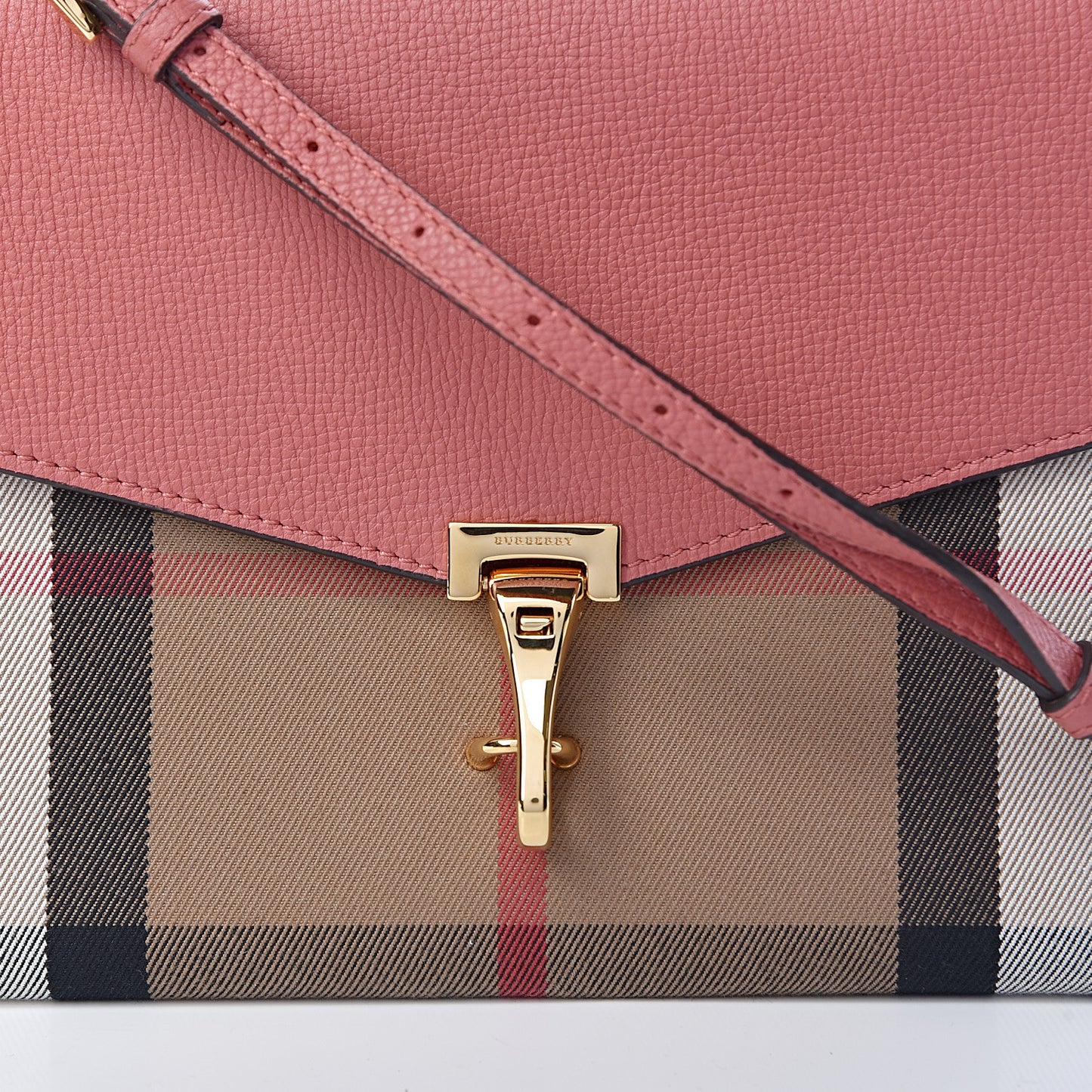 Derby Calfskin House Check Small Macken Crossbody Bag Copper Pink