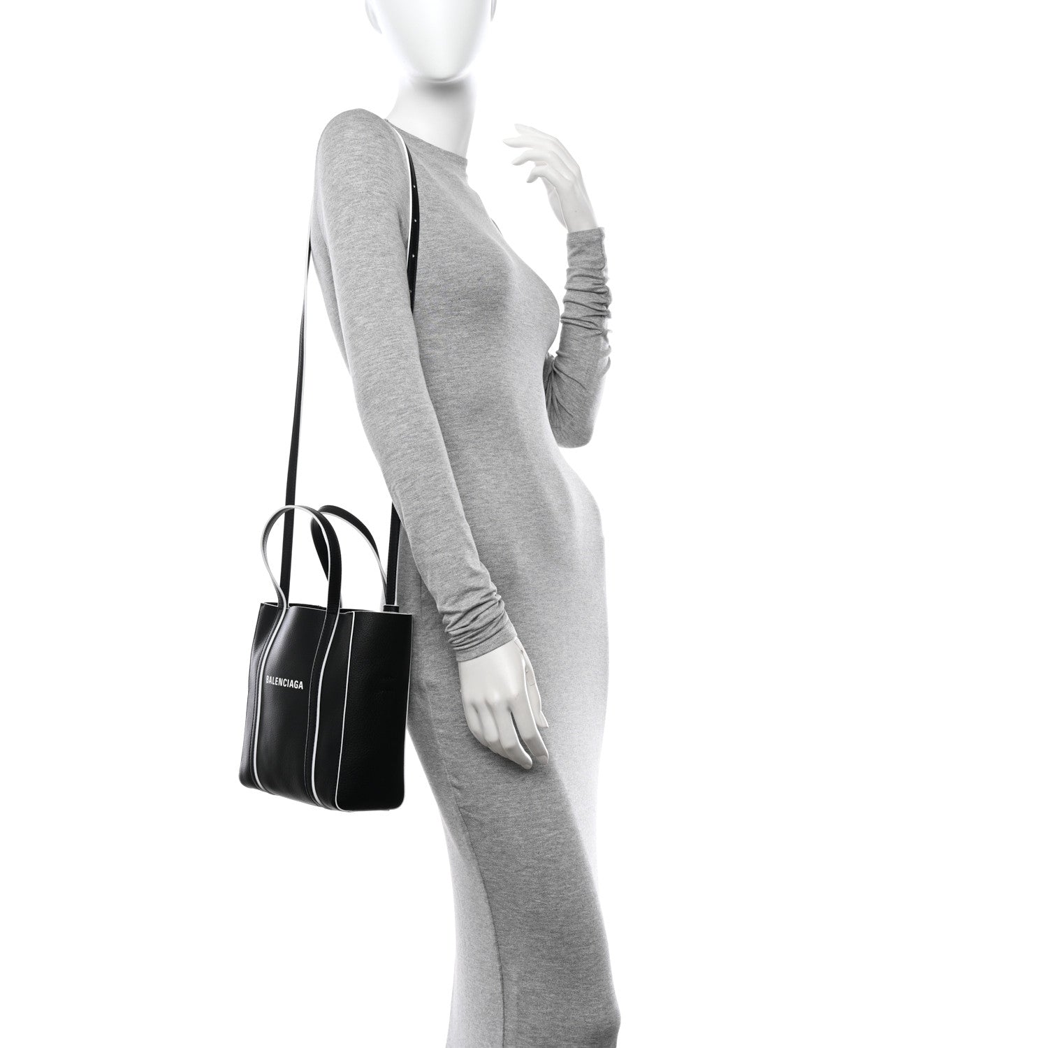 Balenciaga Smooth Calfskin Logo Double Sided XXS Everyday Tote Black White 2 of 12