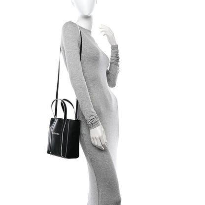 Balenciaga Smooth Calfskin Logo Double Sided XXS Everyday Tote Black White 2 of 12