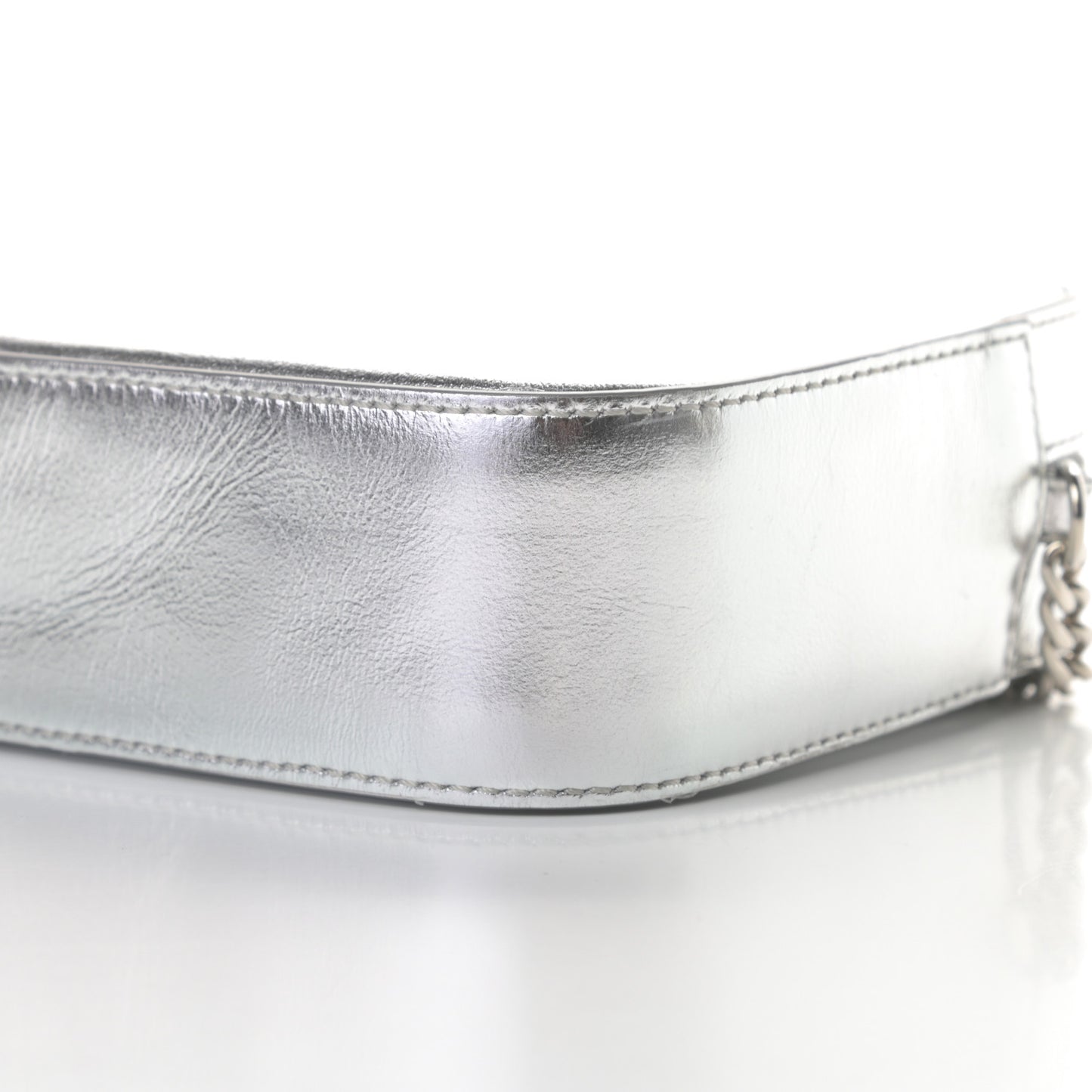 Metallic Calfskin Athini Camera Bag Silver