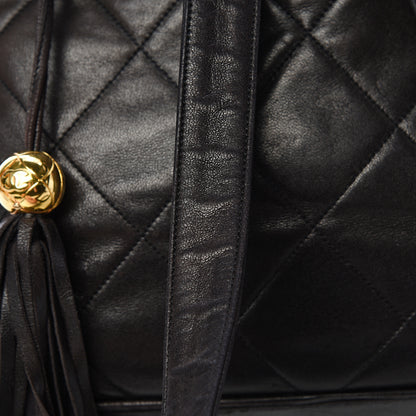 Chanel Lambskin Quilted Tassel Drawstring Backpack Dark Bown 14 of 17
