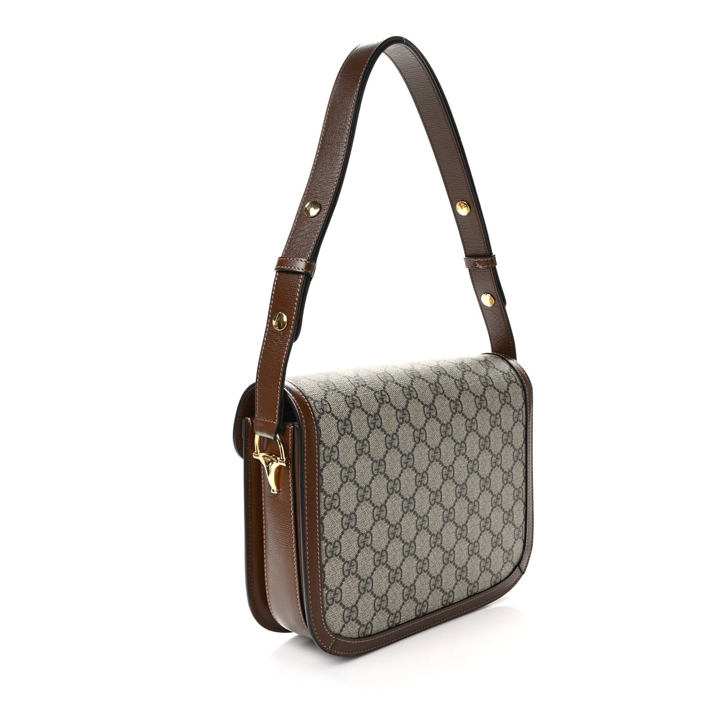 GG Supreme Monogram Horsebit 1955 Shoulder Bag Beige Brown Sugar