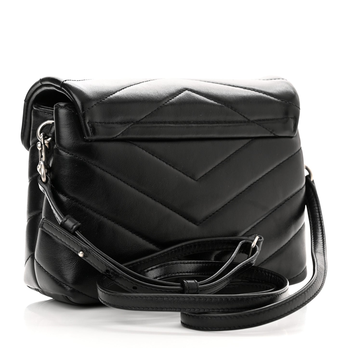 Calfskin Y Quilted Monogram Toy Loulou Crossbody Bag Black